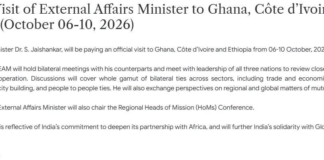 External Affairs Minister Dr S Jaishankar will be on a five-day visit to Ghana